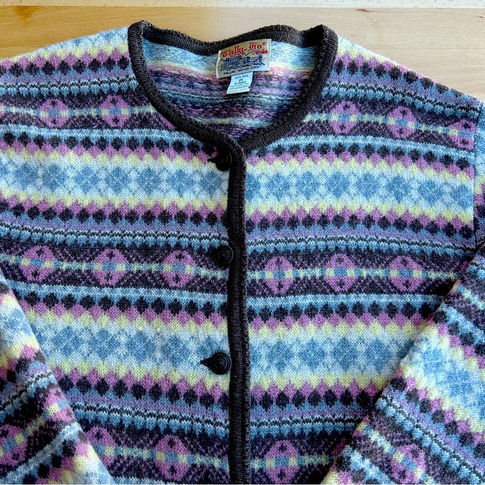 Tally Ho Vintage 100% Wool Cardigan